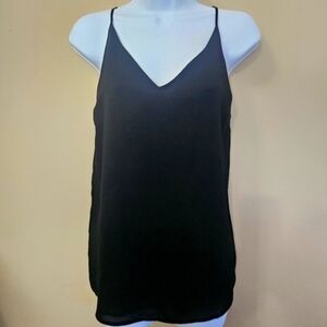 LOFT Women's Size Petite S Black Tank Top Strappy Camisole Non-adjustable Straps